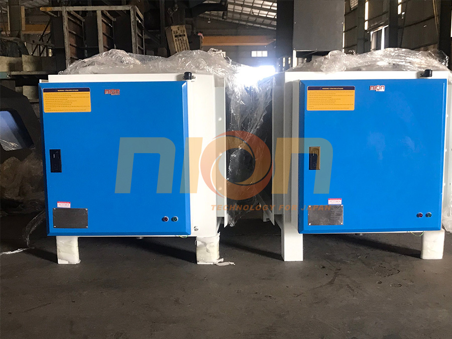 Lắp đặt máy lọc tĩnh điện xử lý hơi dầu máy CNC cho xưởng cơ khí tại Hưng Yên