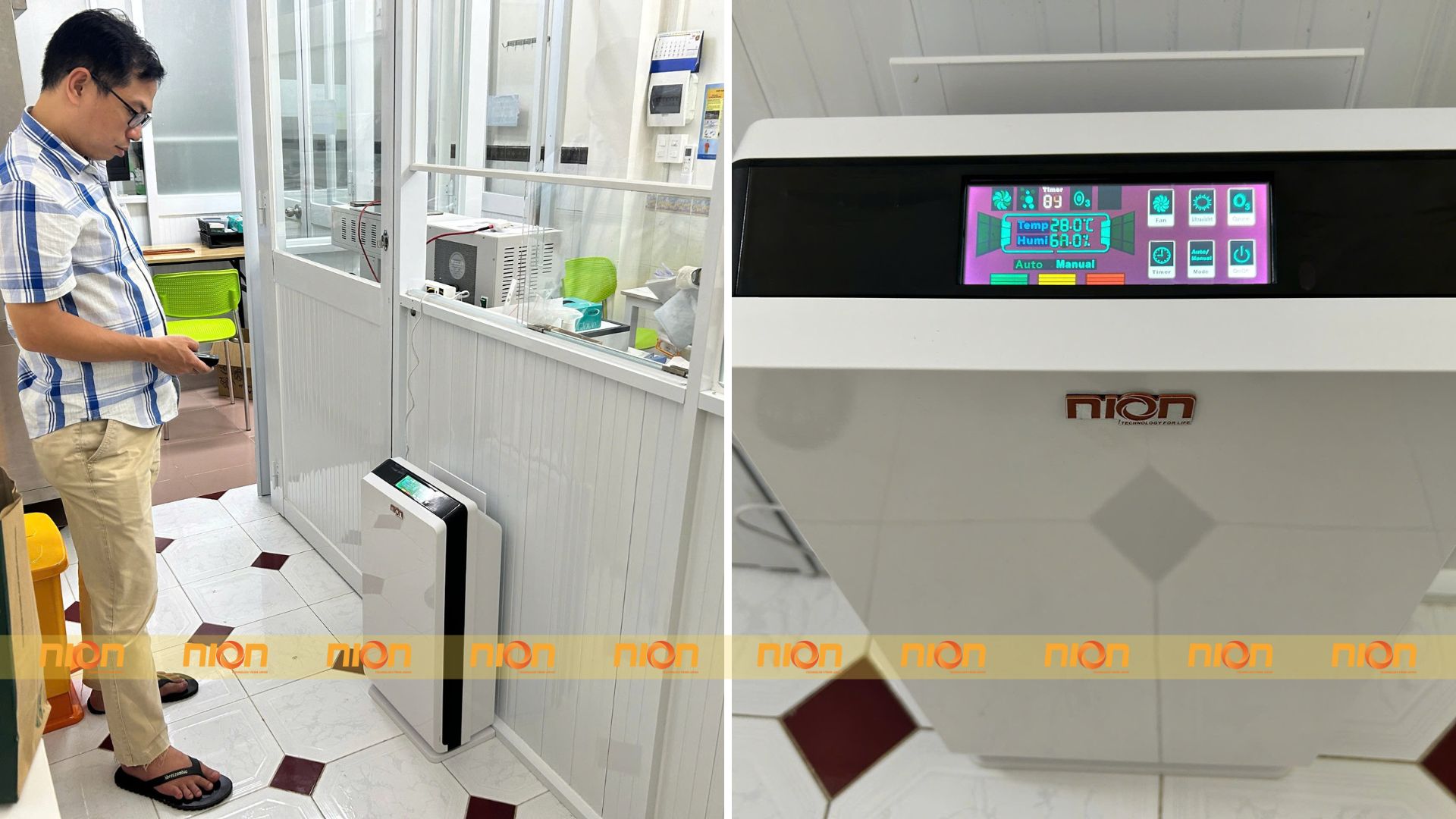 Máy lọc không khí GL8182 được đặt ở khu vực phòng thí nghiệm để có thể loại bỏ tối đa nhất khi formandehyde phát sinh