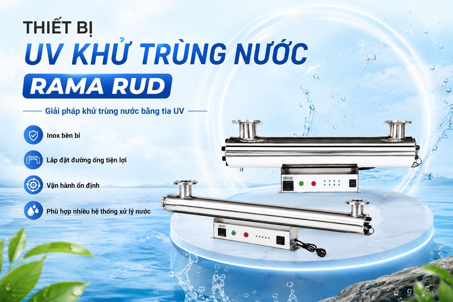 Thiết bị UV khử khuẩn nước RUD-1B150W – Giải pháp xử lý nước cấp cho nhà máy hiệu quả
