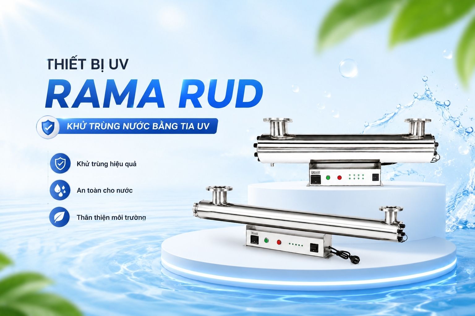 Thiết bị UV khử khuẩn nước sản xuất công nghiệp Rama RUD-8B150W